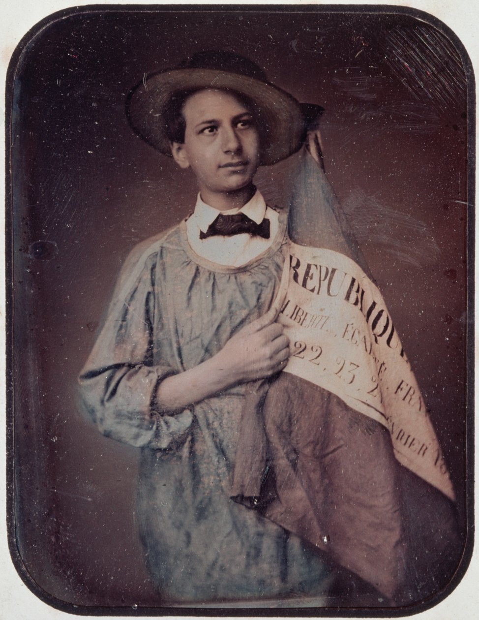 Mladý muž s vlajkou, 1848 (daguerrotypie) od French Photographer
