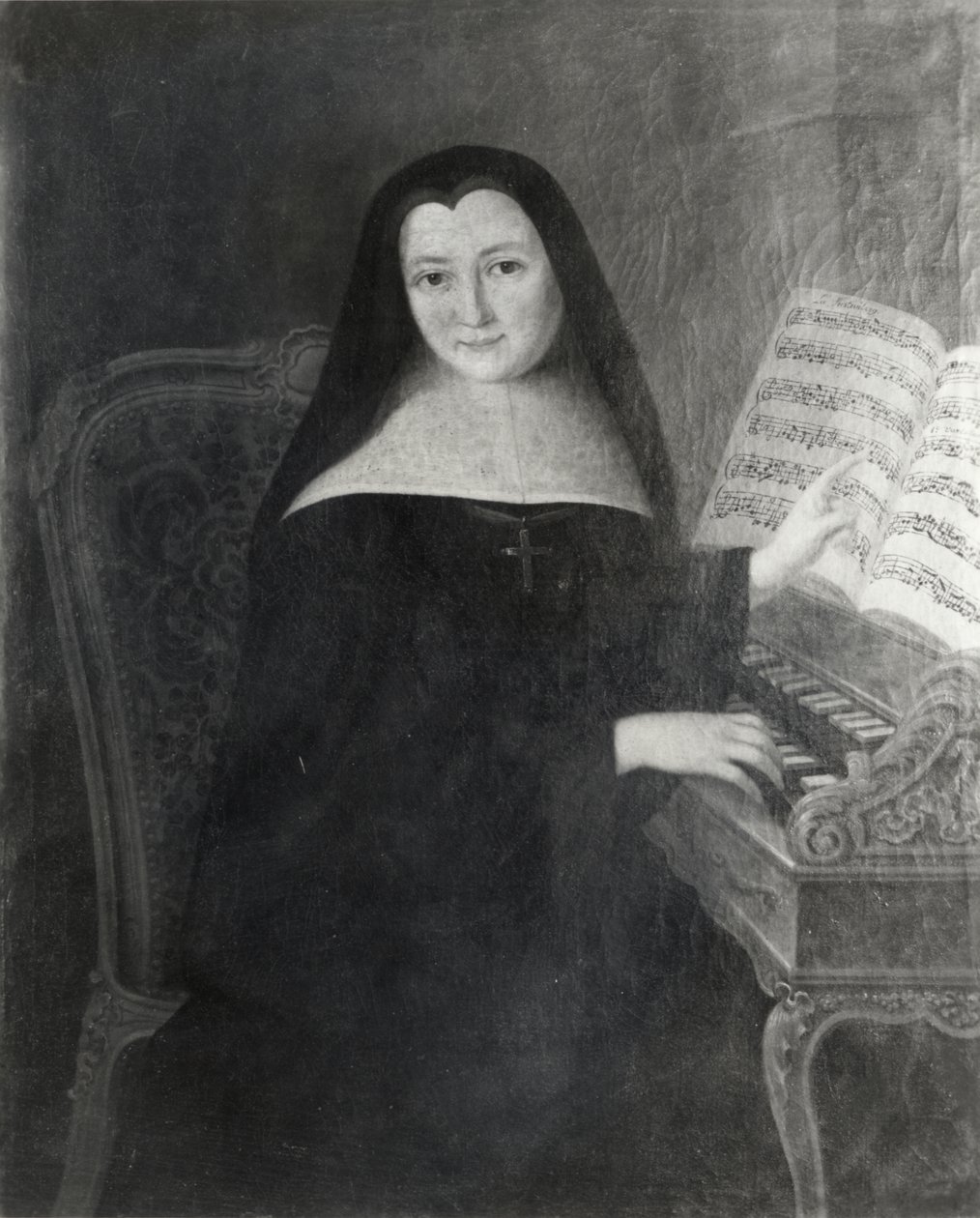 Jeptiška z Abbaye de Montmartre vyučující cembalo od French School