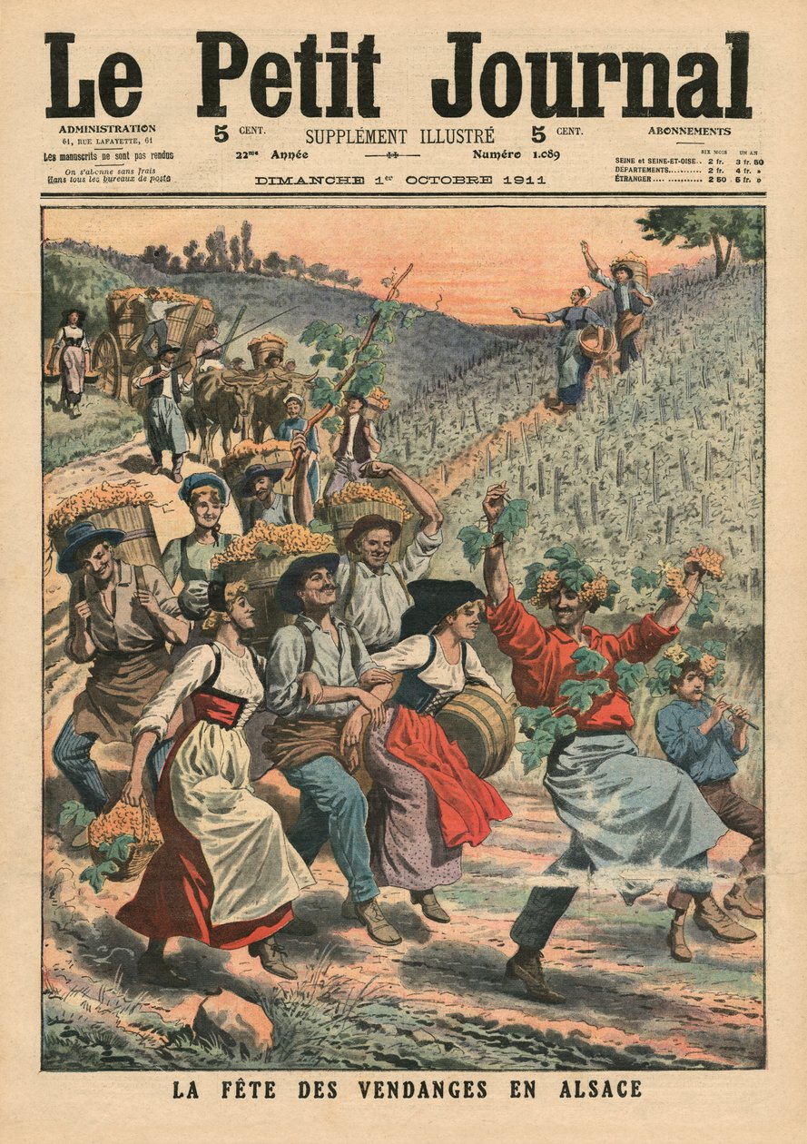 Oslava sklizně vína v Alsasku, ilustrace z 