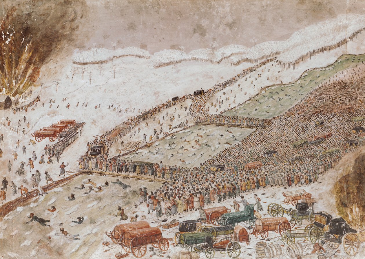 Přechod přes Berezinu, listopad 1812 od French School