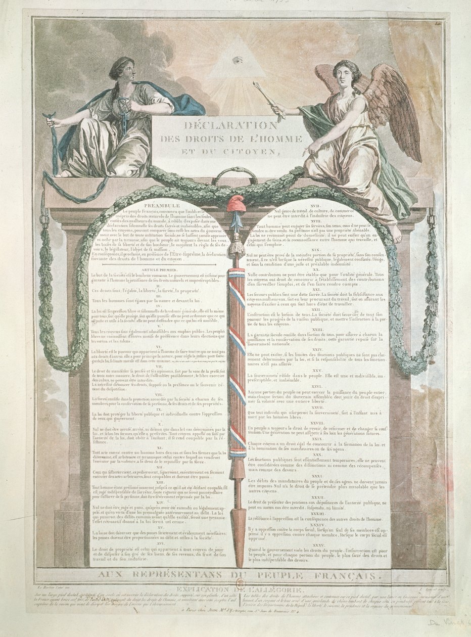 Deklarace práv člověka, 10. srpna 1793 od French School