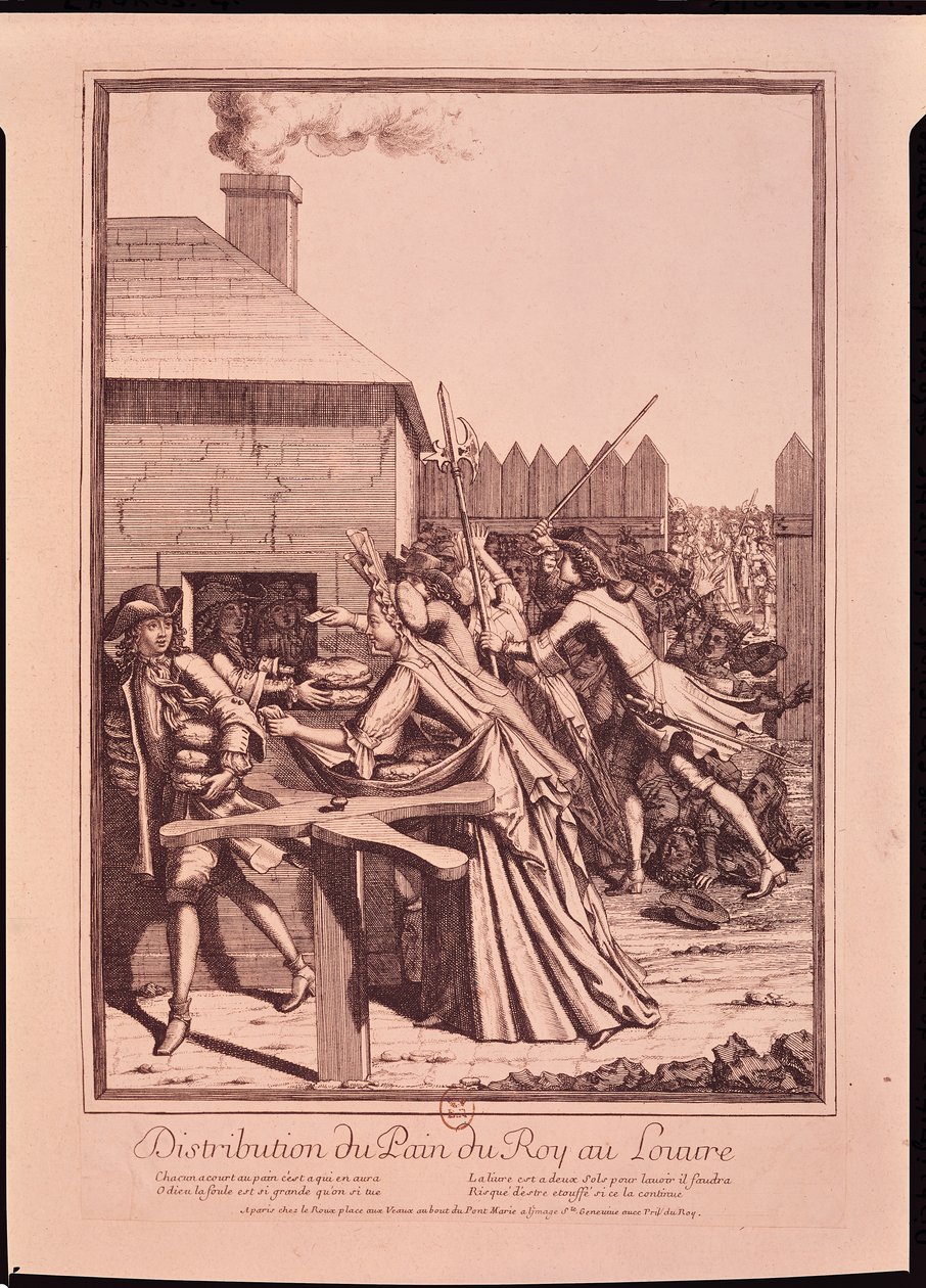 Distribuce chleba v Louvru během nedostatku potravin, 1709 od French School