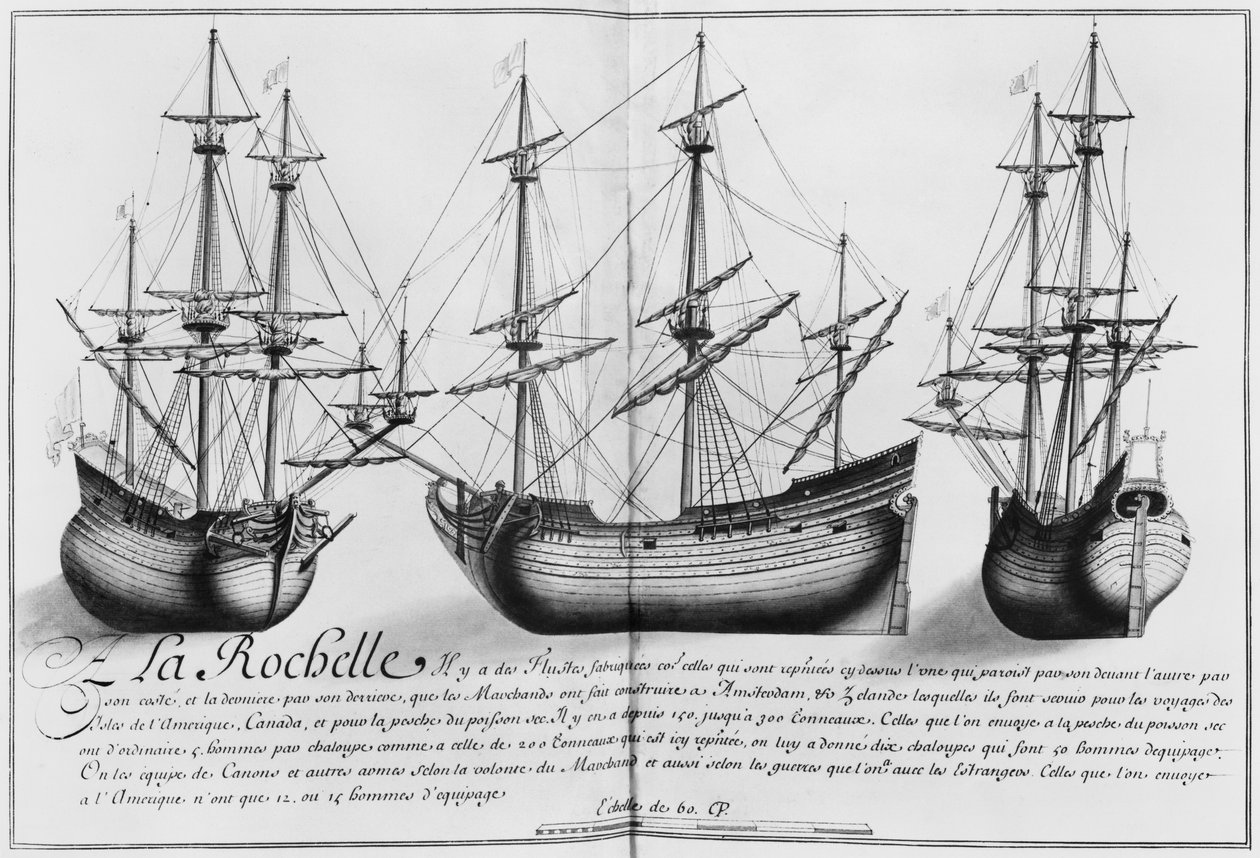 Holandské obchodní lodě, La Rochelle, ilustrace z 