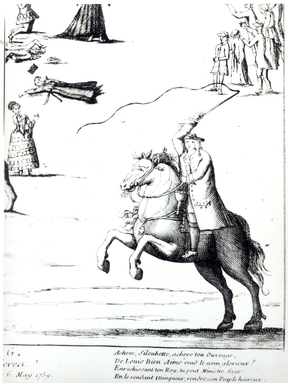 Etienne de Silhouette (1704-67) proti generálovi farmářů od French School