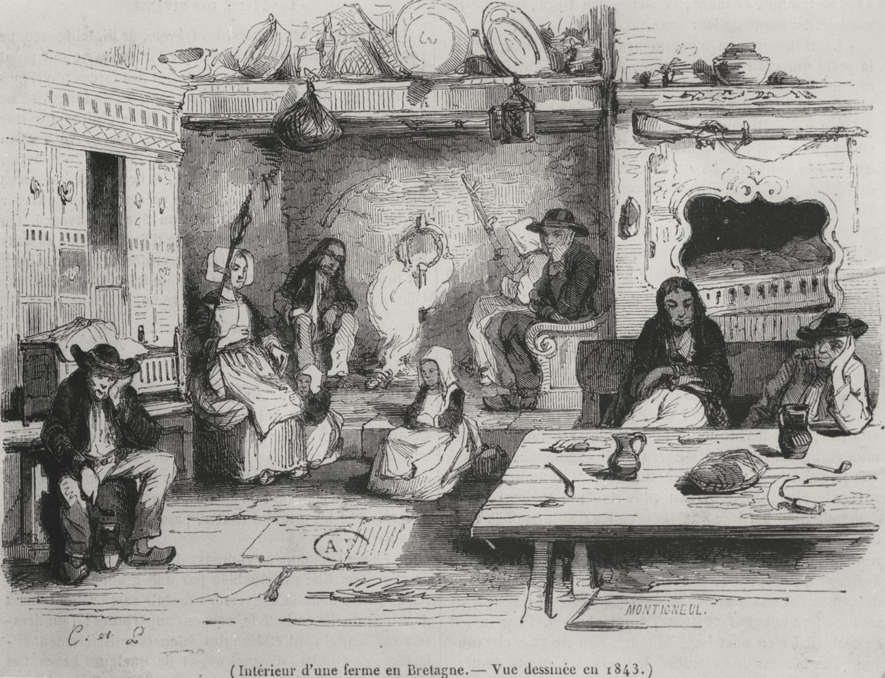 Interiér farmy v Bretani, 1843 od French School