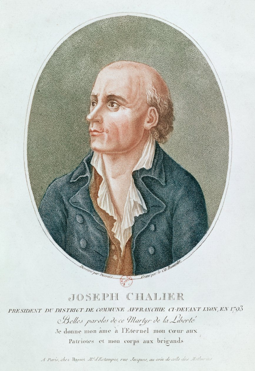 Joseph Chalier (barevná rytina) od French School