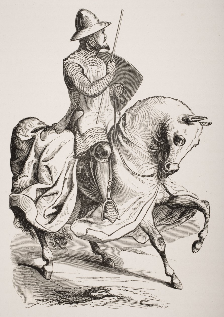 Rytíř v Battledress, podle miniatury v žaltáři z 12. století, z „Le Moyen Age et La Renaissance“ od Paula Lacroixe (1806-84), vydaného v roce 1847 od French School