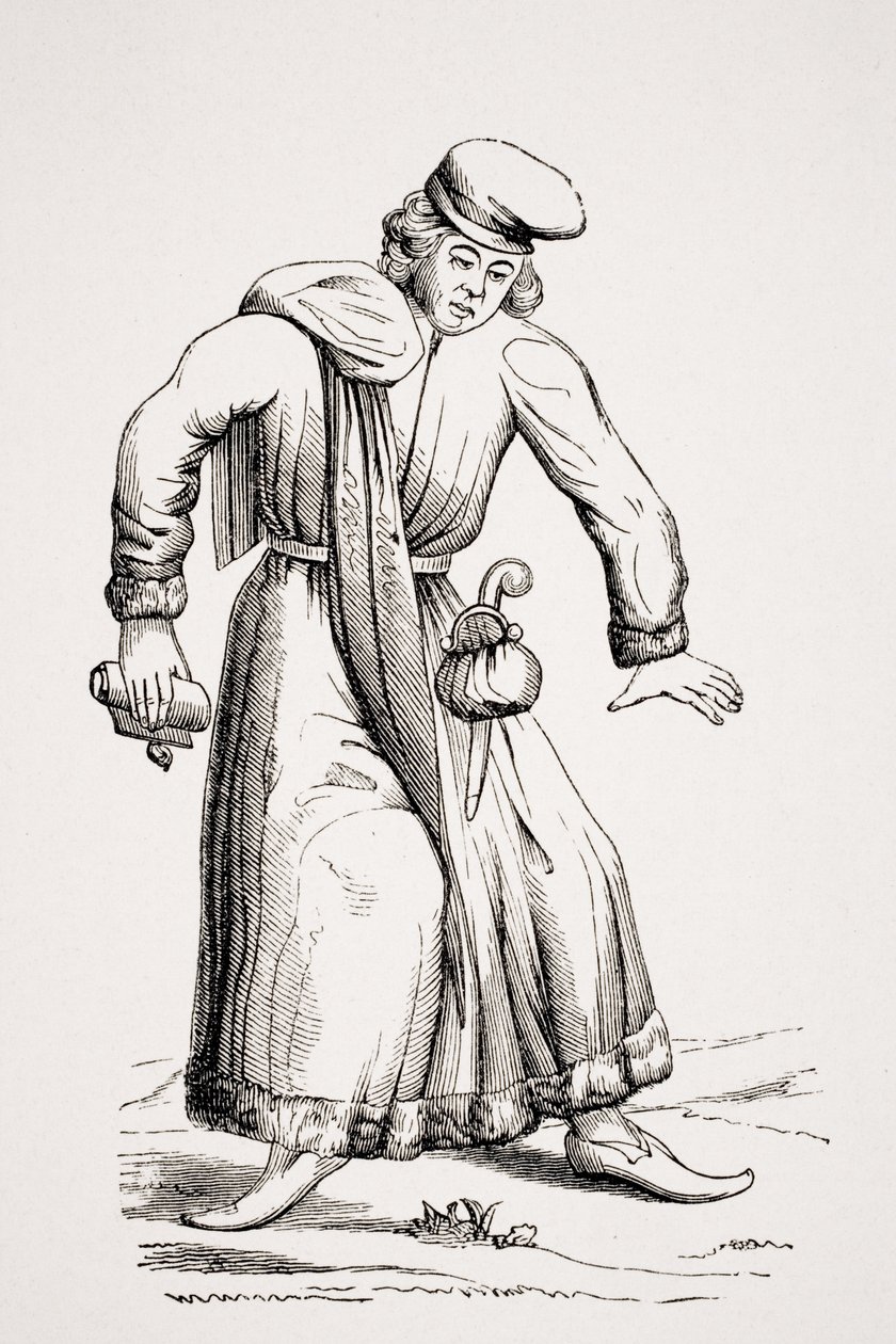 Právník, podle kresby v rukopisu z 15. století, z „Le Moyen Age et la Renaissance“ od Paula Lacroixe (1806-84), vydaného v roce 1847 od French School