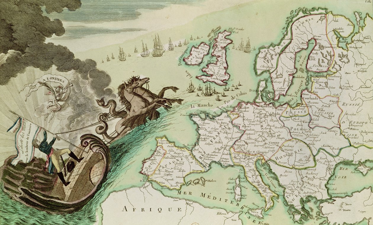 Mapa znázorňující námořní útok na Anglii Napoleona Bonaparta (1769-1821) c.1803-04 od French School