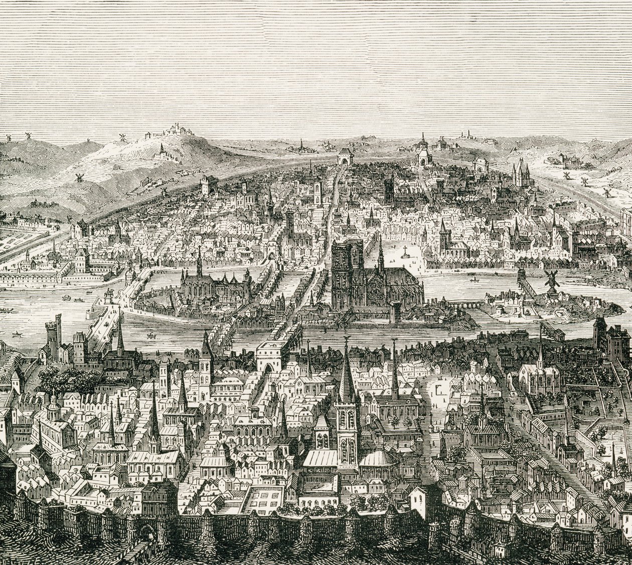 Paříž kolem roku 1610, kopie rukopisu ze 17. století z 19. století z „French Pictures“ od reverenda Samuela G. Greena, vydáno 1878 od French School