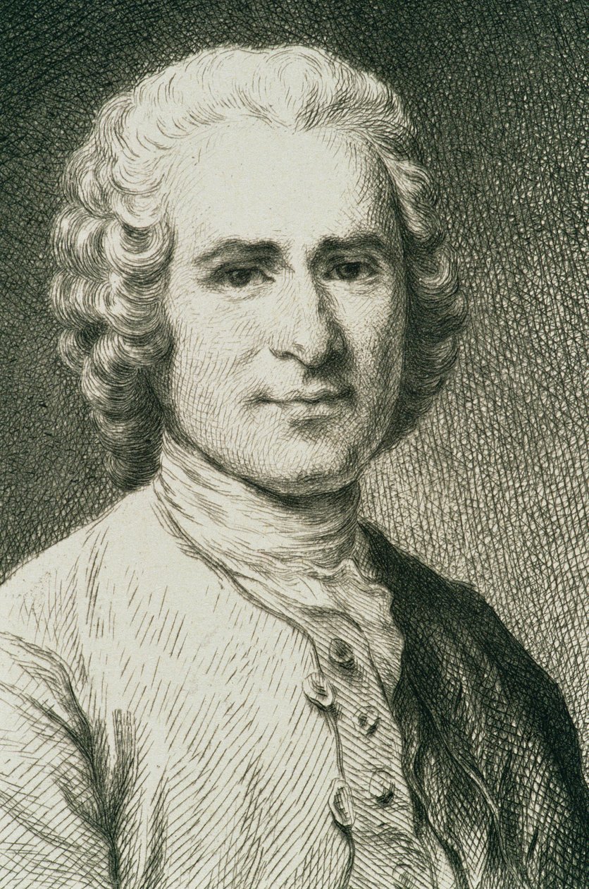 Portrét Jeana Jacquese Rousseaua (1712-78), francouzského filozofa od French School