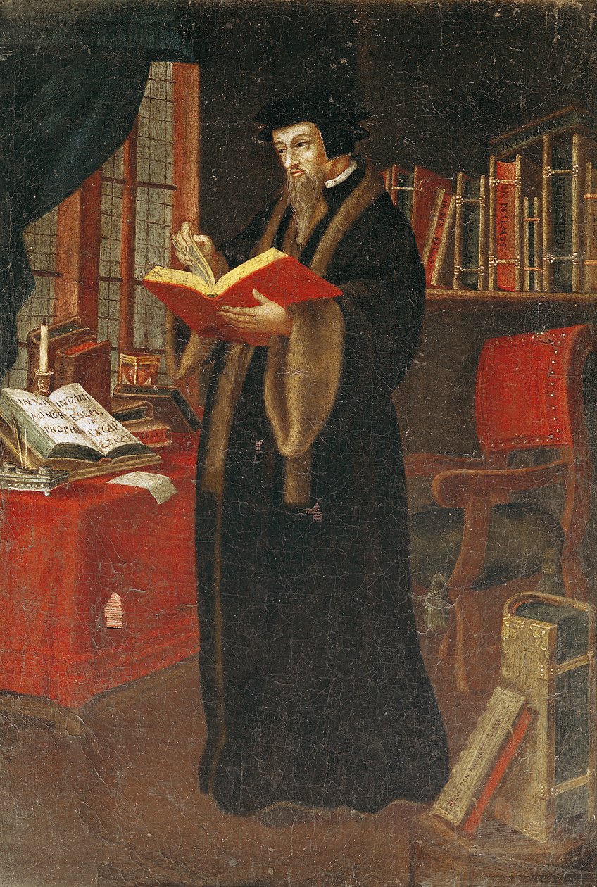 Portrét Jana Kalvína (1509-64), francouzského teologa a reformátora od French School