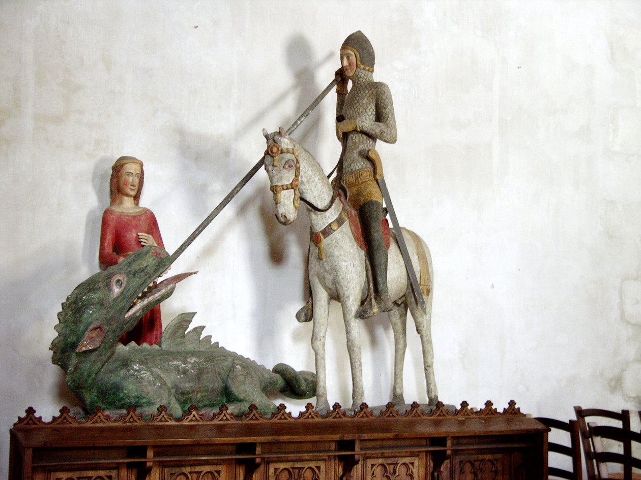 St. George and the Dragon (polychromované dřevo) od French School