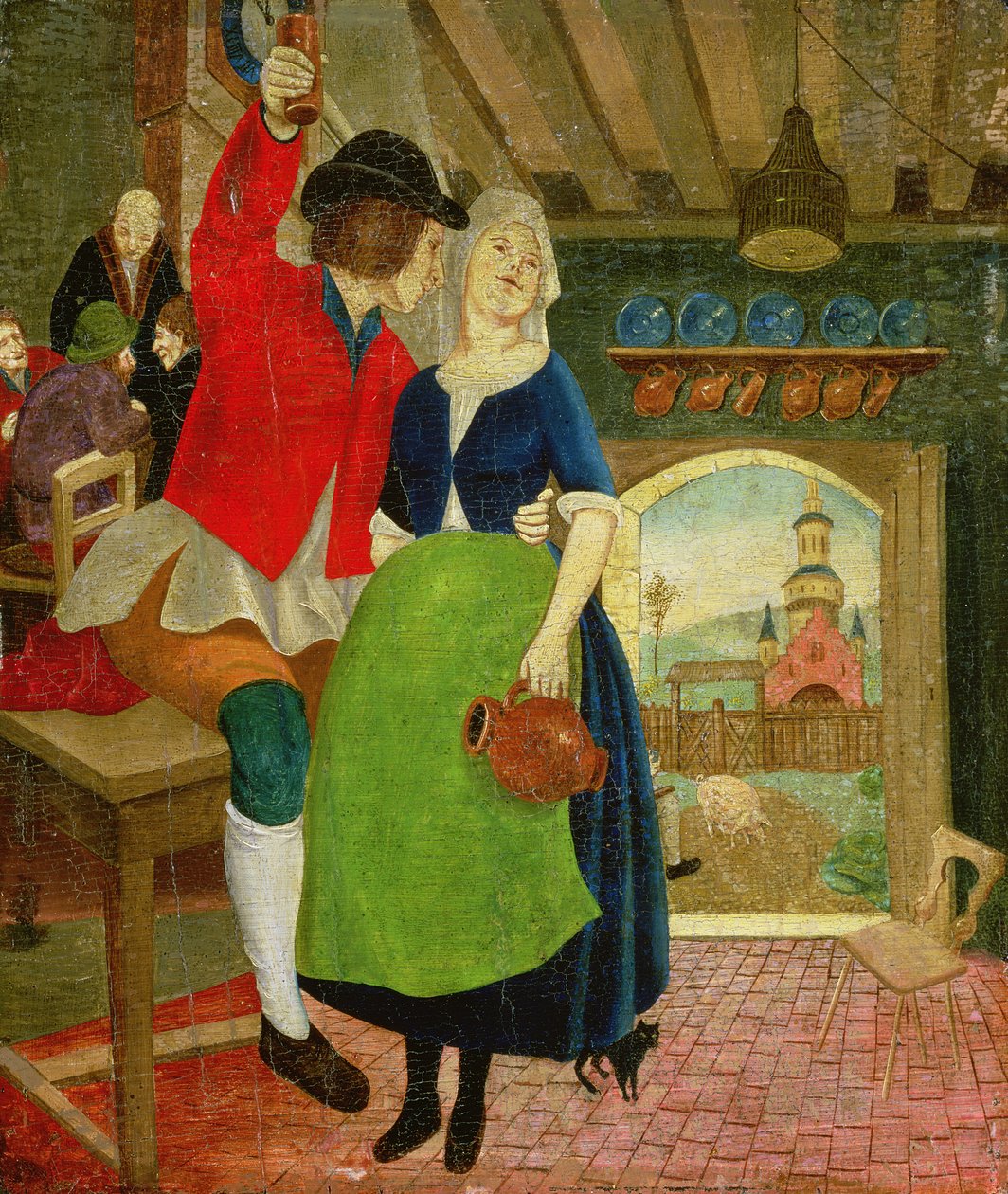 Scéna v hospodě (tempera na panelu) od French School