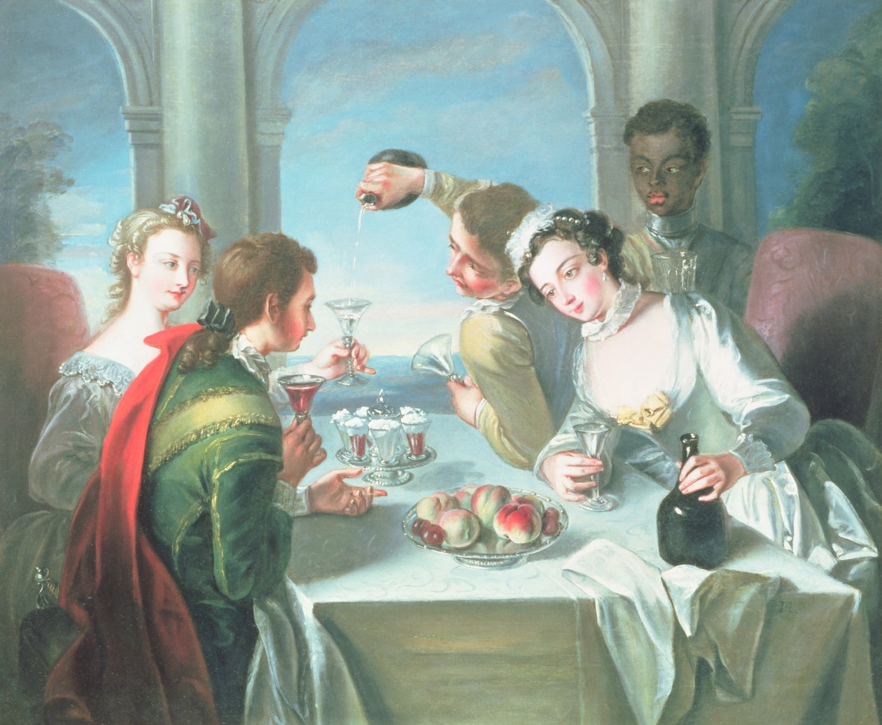 Pět smyslů: Philippe Mercier (1689-1760): smysl pro chuť. od French School