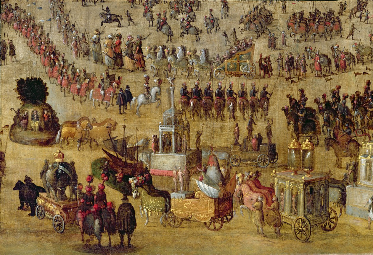 Place Royale a Carrousel v roce 1612 (detail 161010) od French School