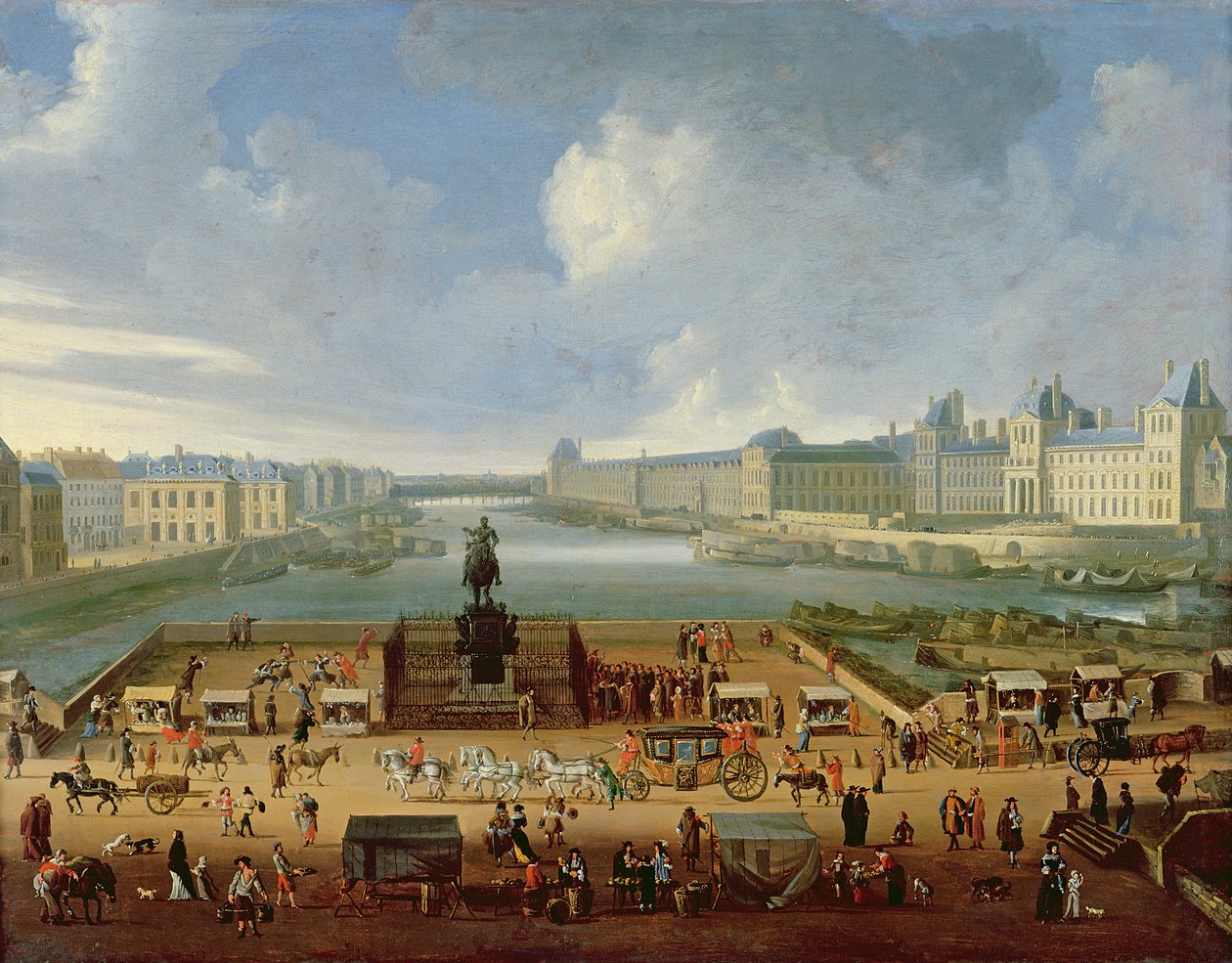Seina, Louvre a Kolej čtyř národů při pohledu z Pont Neuf, kolem 1665-70 od French School