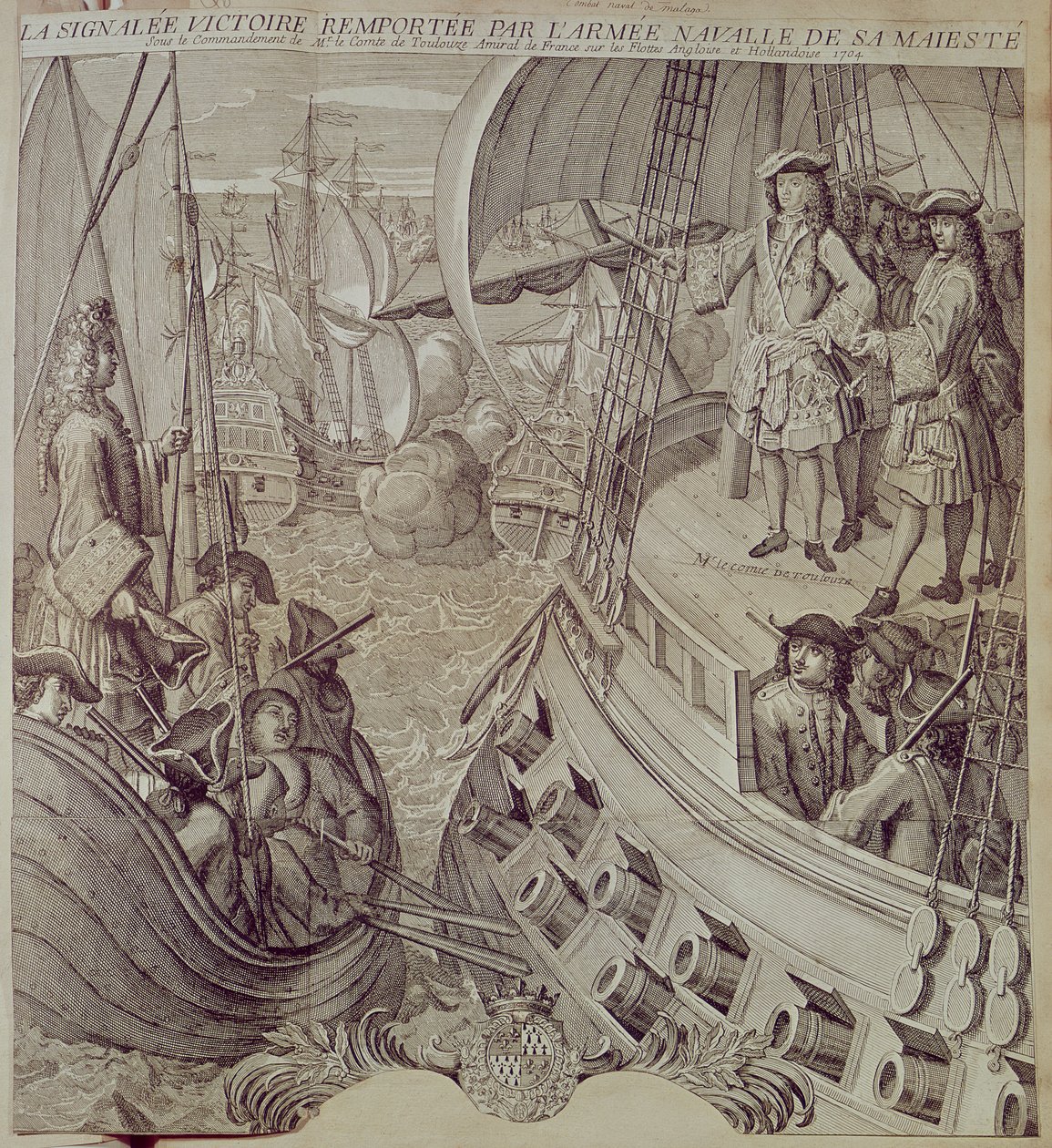 Vítězství námořnictva Ludvíka XIV. (1638-1715) proti anglické a holandské flotile v roce 1704 od French School