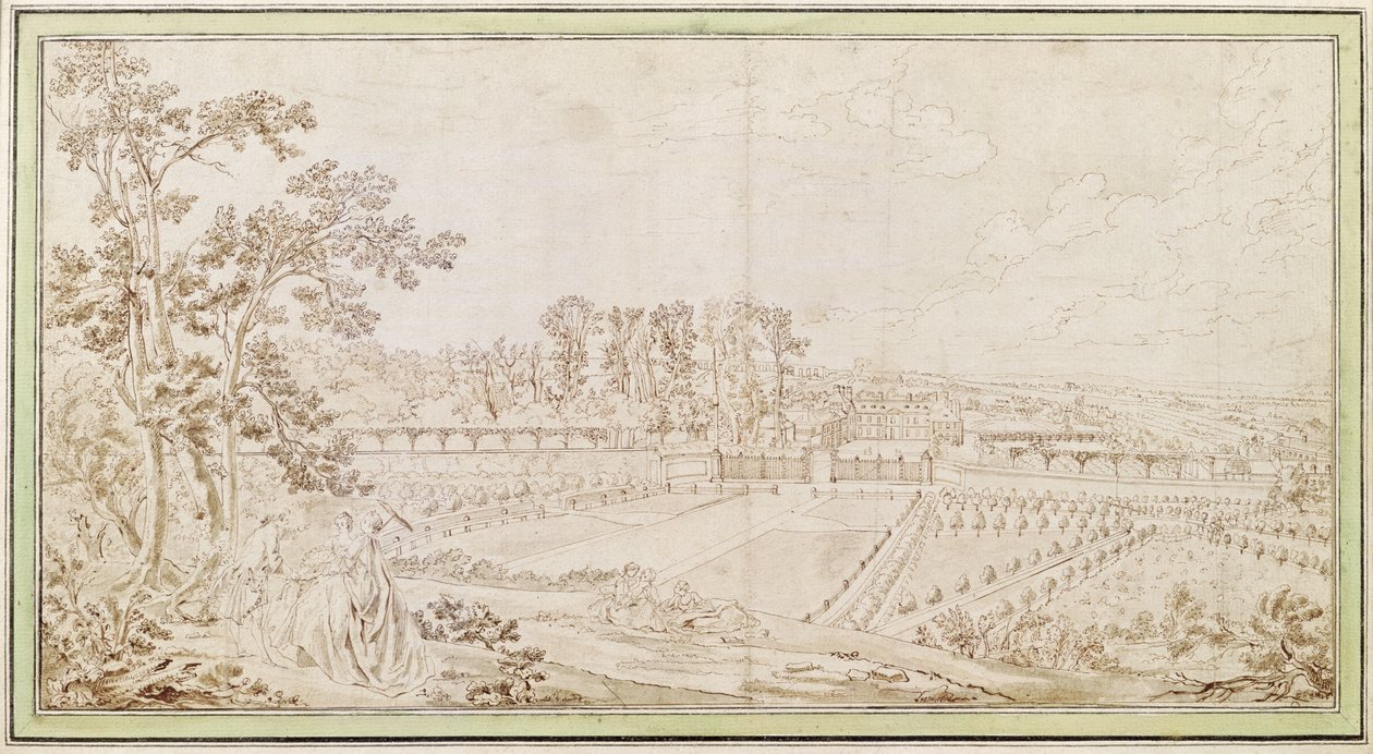 Pohled na zámek Celle-Saint-Cloud, c.1750 od French School