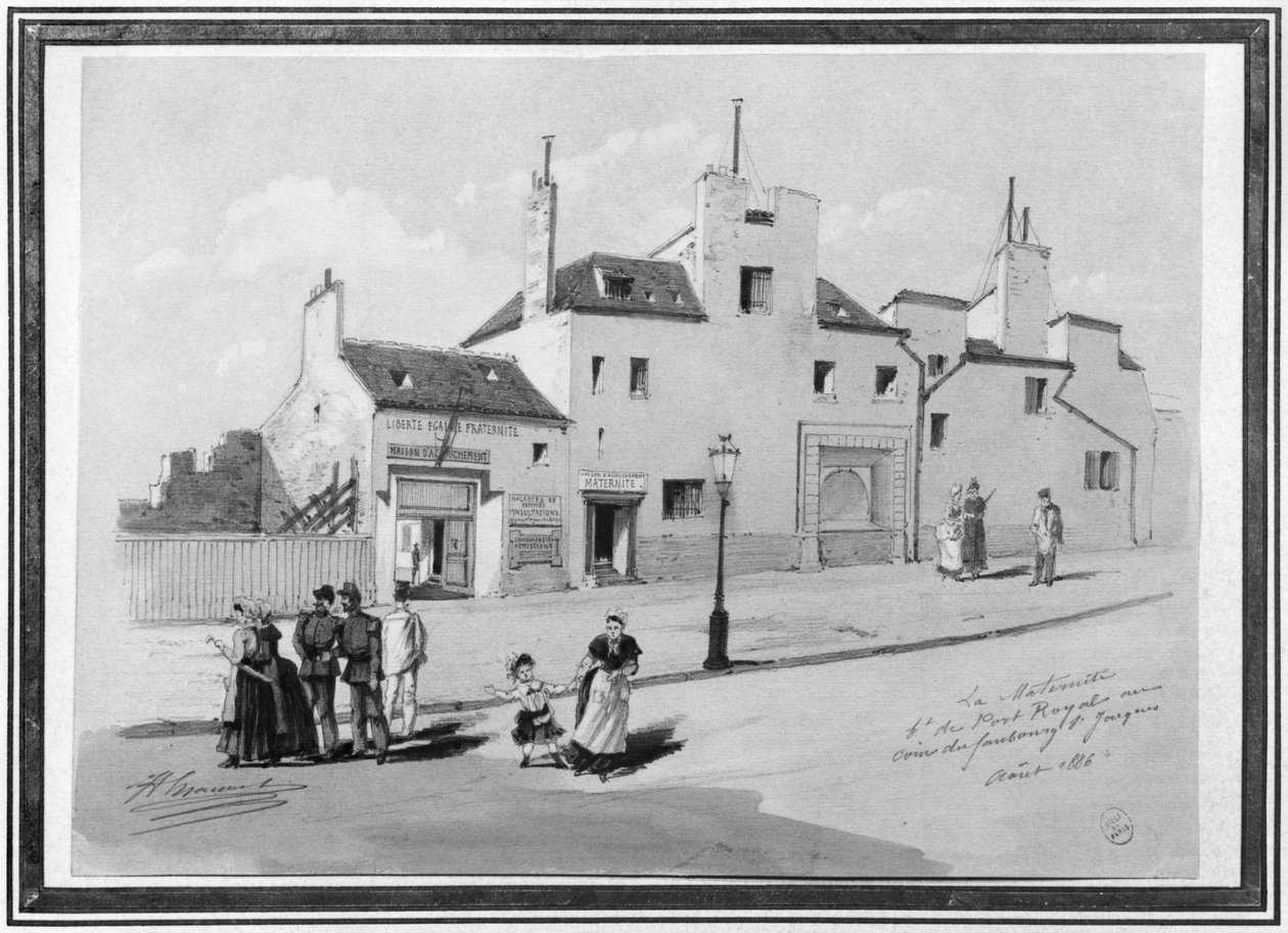 Pohled na Maternite Port-Royal, srpen 1886 (pero a inkoust a wc na papíře) od French School