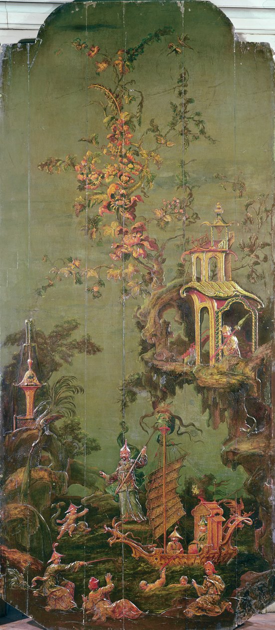 Voda, ze série panelů zobrazujících čtyři živly, kolem roku 1730 (polychromované dřevo) od French School