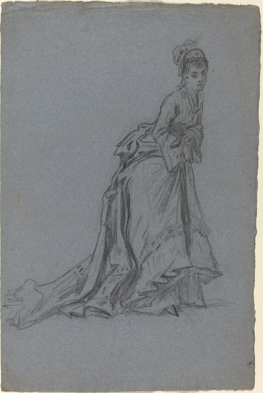 Módní mladá žena krok vpřed od French 19th Century