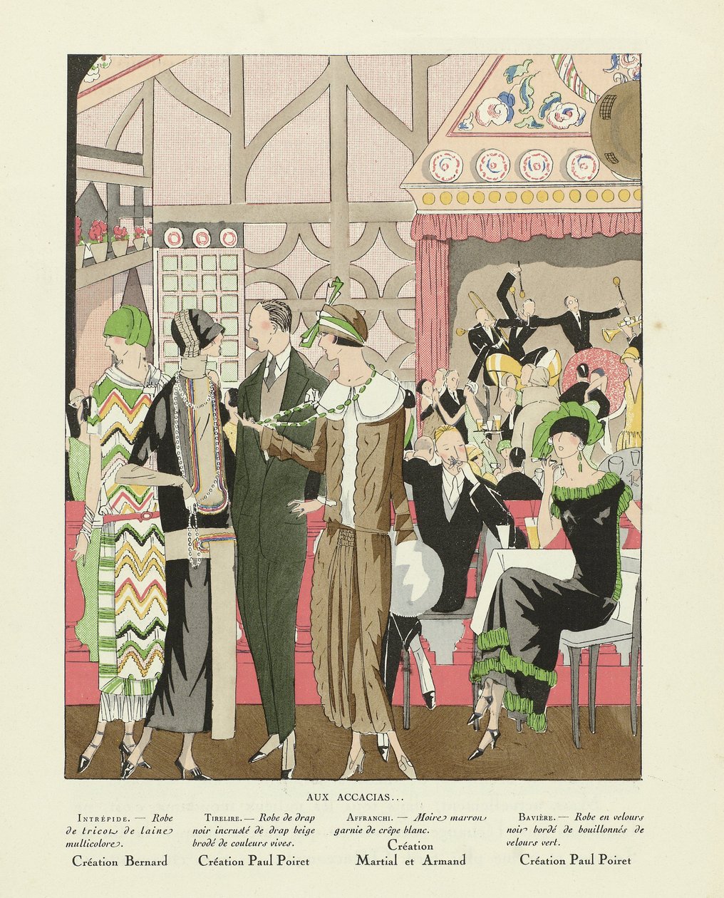 Aux Accacias .., z knihy Art-Gout-beaute, vyd. 1924 (pochoir Print) od French School
