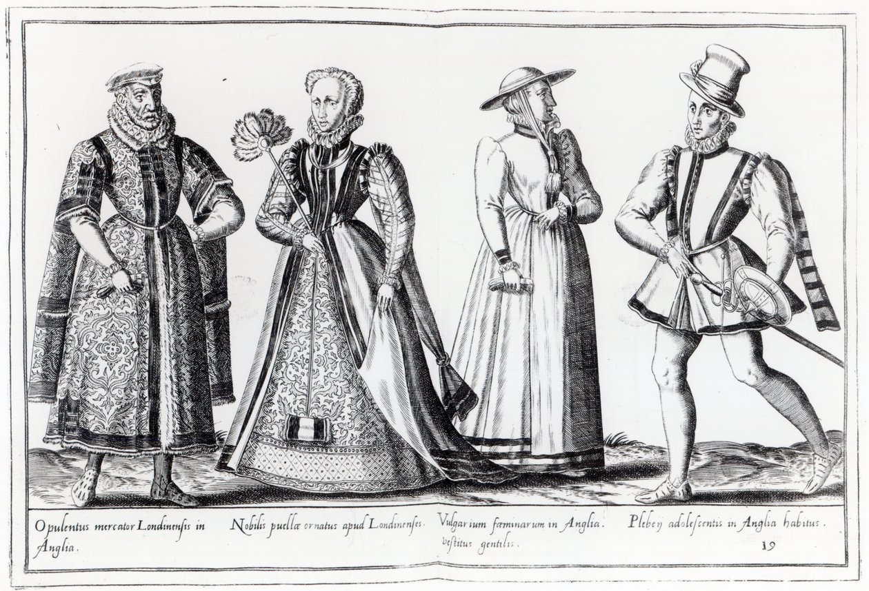 Móda v době Tudorovců (rytina) od French School