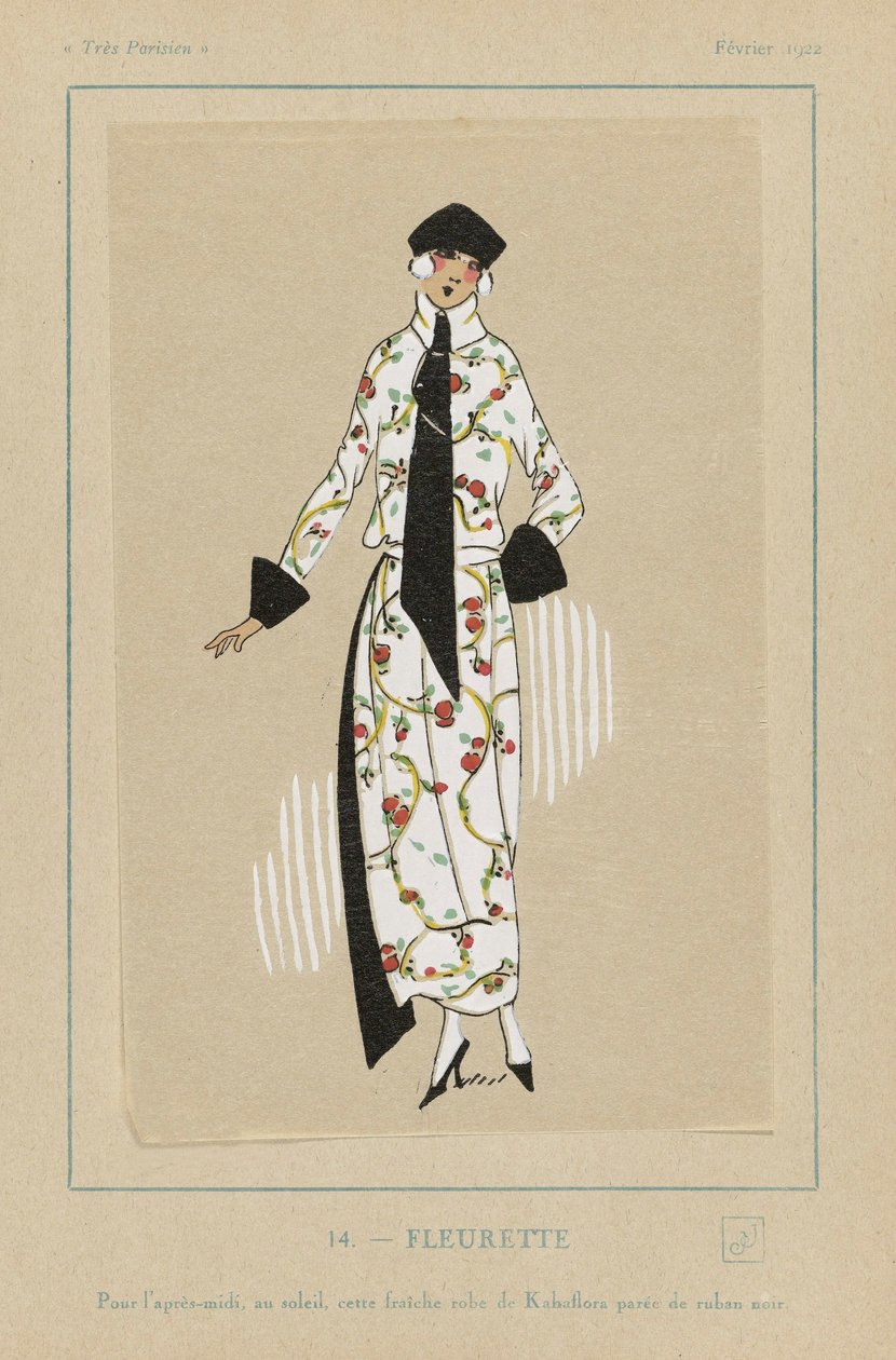Fleurette, hospoda. 1922 tisk šablony. od French School