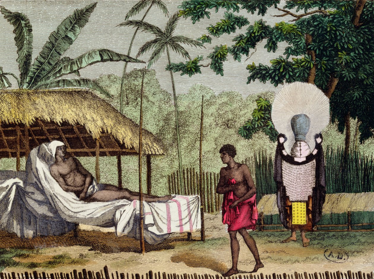 Pohřební a smuteční obřady na Tahiti, 1811 od French School