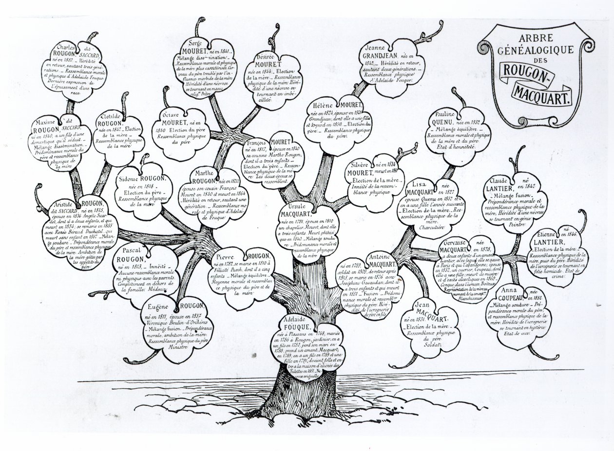 Genealogický strom rodiny Rougon-Macquart od French School