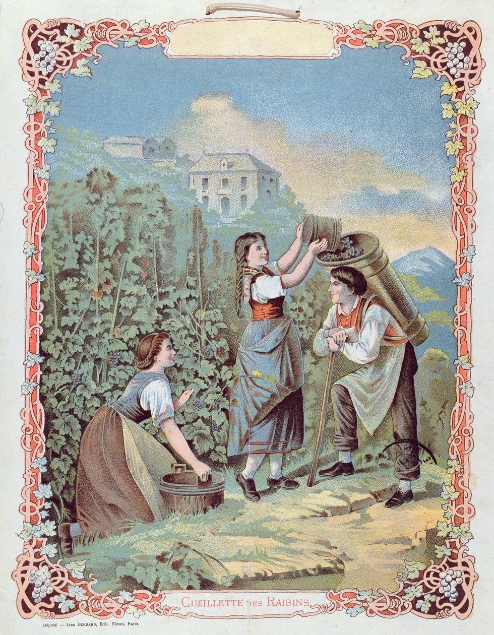 Sklizeň hroznů, z kalendáře, c.1880 od French School