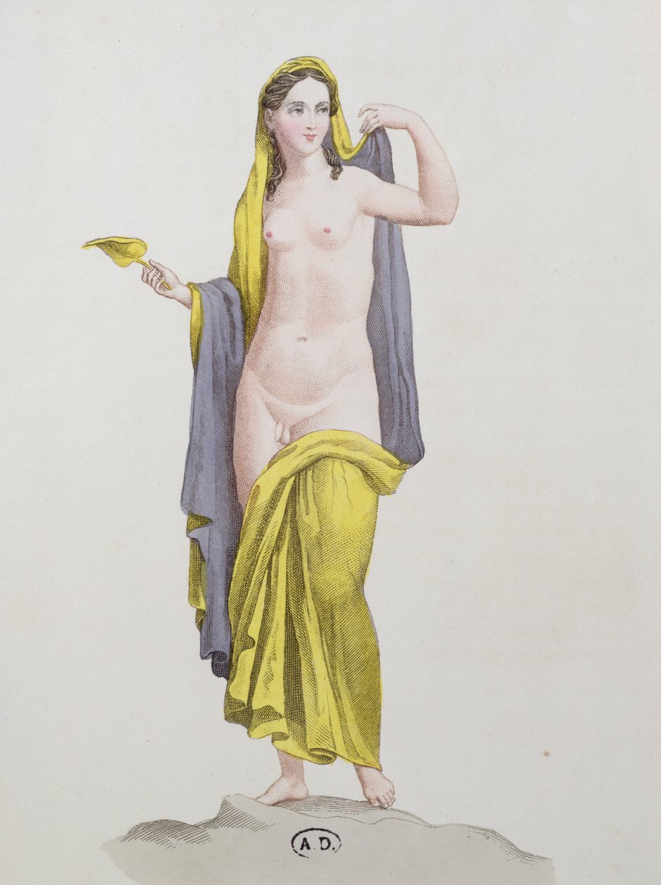 Hermafrodit, z pompejské fresky, kolem roku 1800 od French School