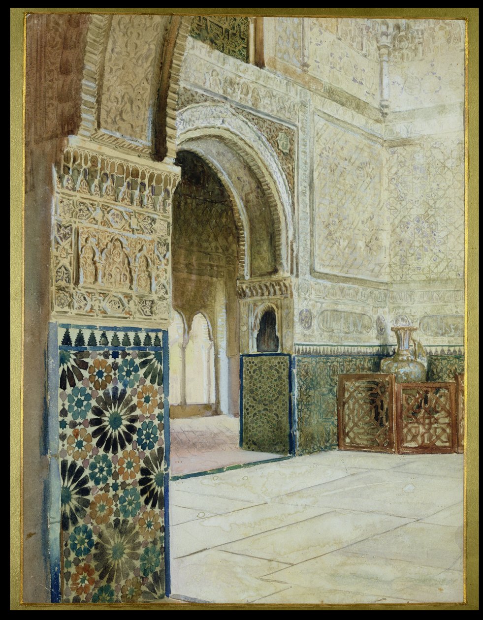 Interiér Alhambry, Granada (wc) od French School