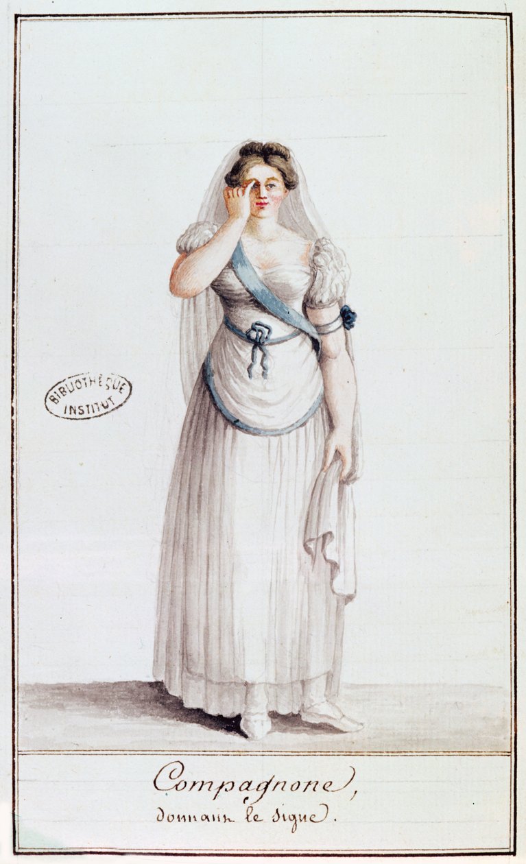 Lady Freemason dává znamení, 1805 (wcolor) od French School