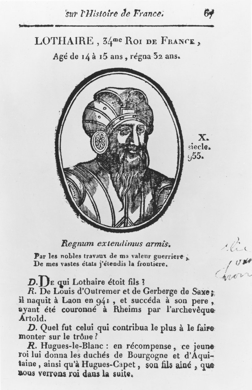 Lothair, karolínský král Francie (rytina) od French School