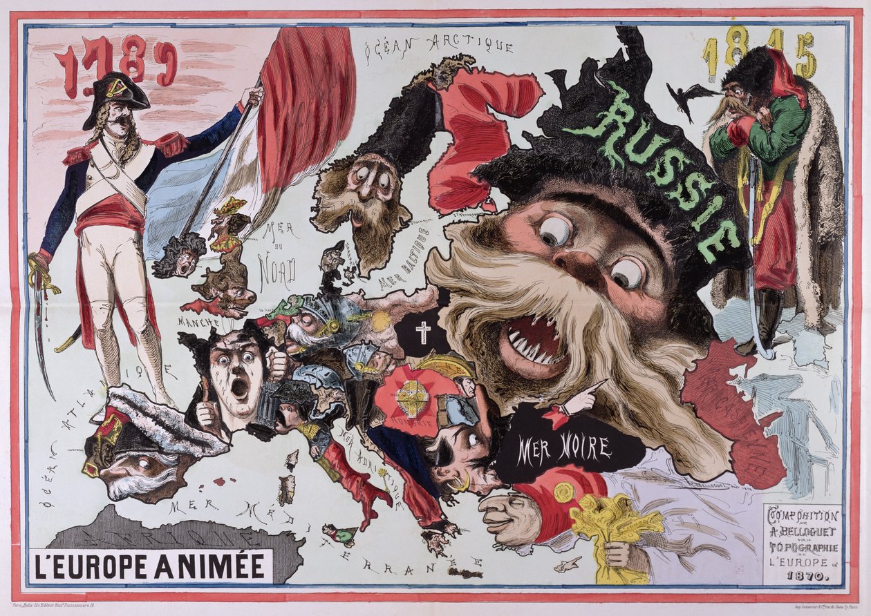 Mapa animované Evropy 1870 od French School