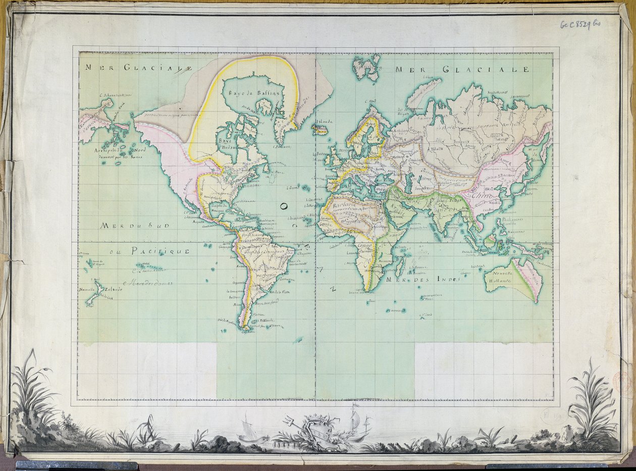 Mapa světa, 1780 od French School