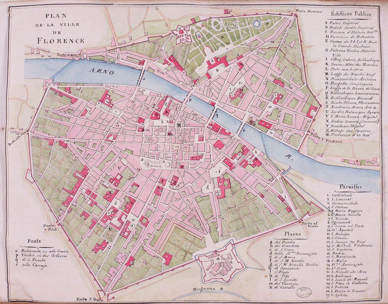 Mapa města Florencie od French School