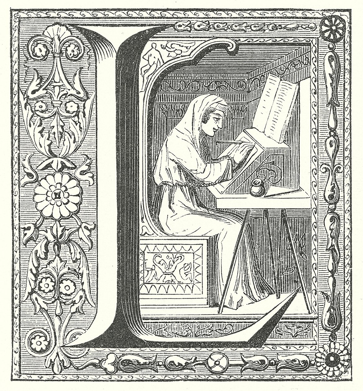 Středověký písař při práci od French School