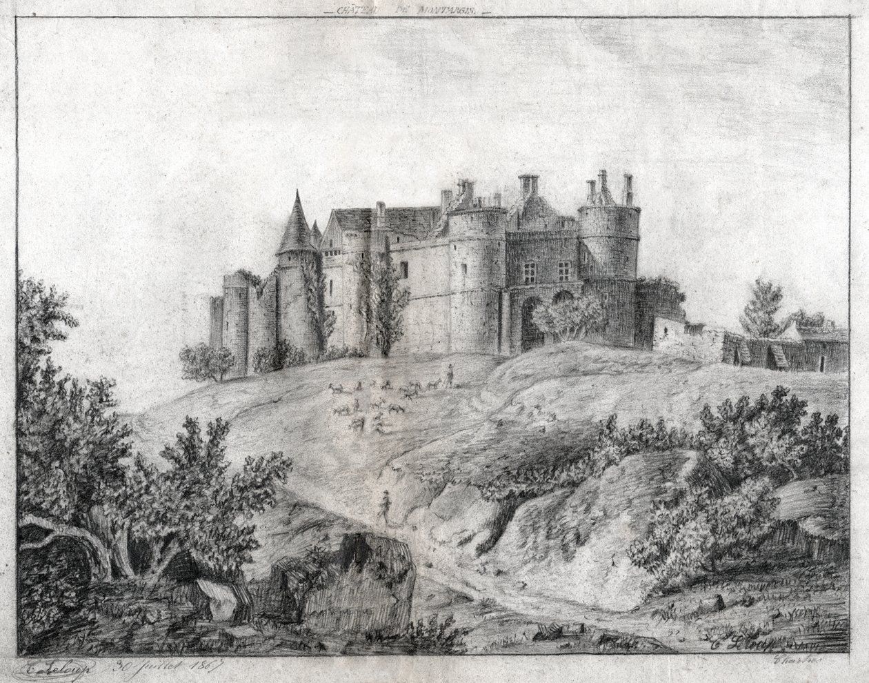 Hrad Montargis. (výkres od French School