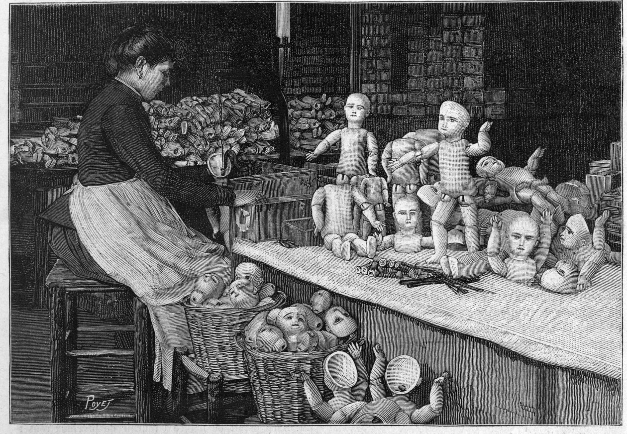 Továrna na panenky v Montreuil v roce 1888. od French School