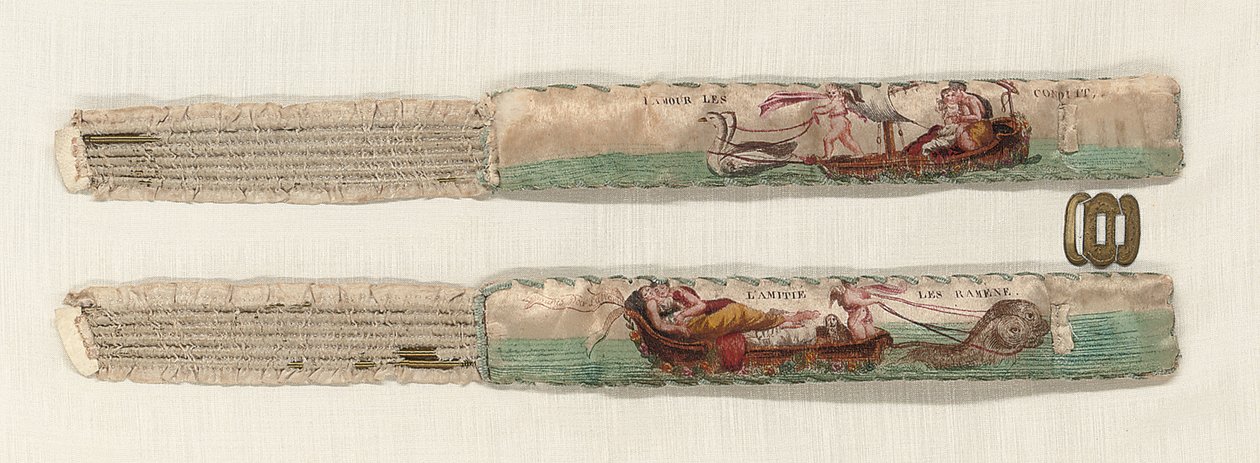 Pár podvazků, cca 1770-90 (hedvábí a kov) od French School