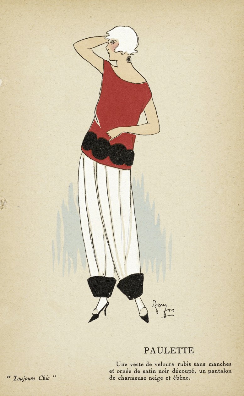Paulette z Toujours Chic, pub.1921-22 (šablonový tisk) od French School