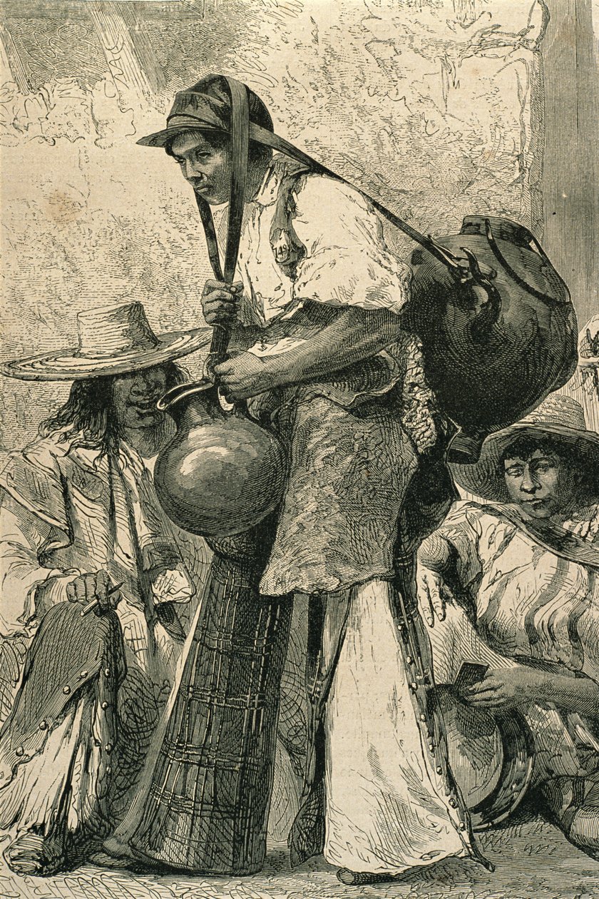 Rolníci v Mexico City, 1860 (rytina) od French School