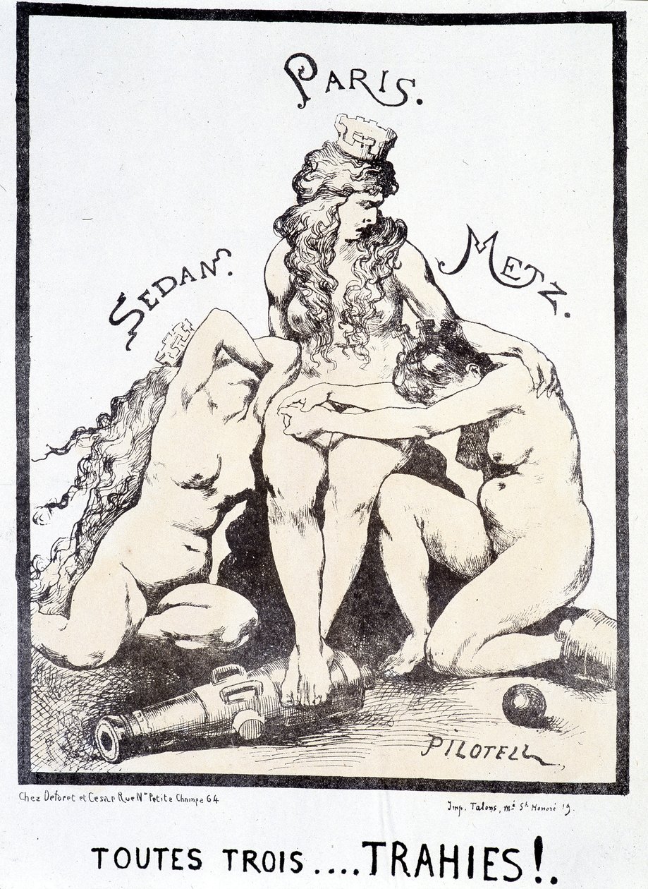 Politická karikatura "Všichni tři... zrazeni!" od French School