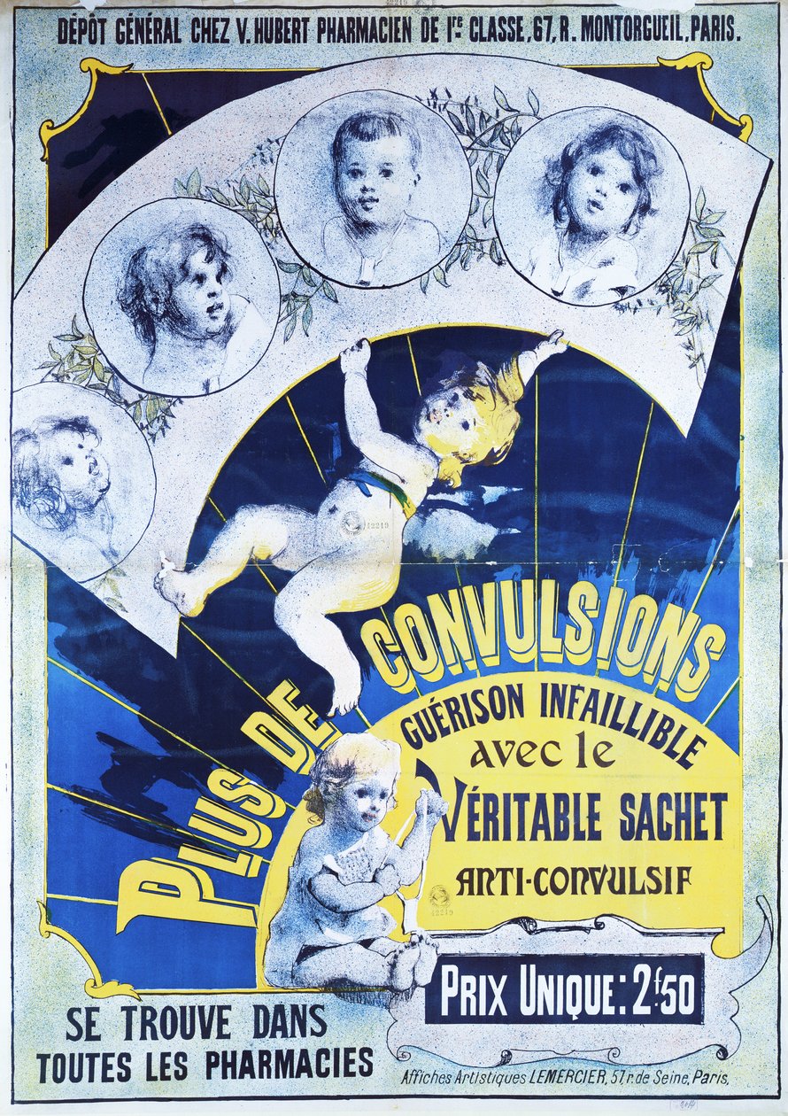 Plakát propagující Veritable Sachets Anti-Convulsif od French School