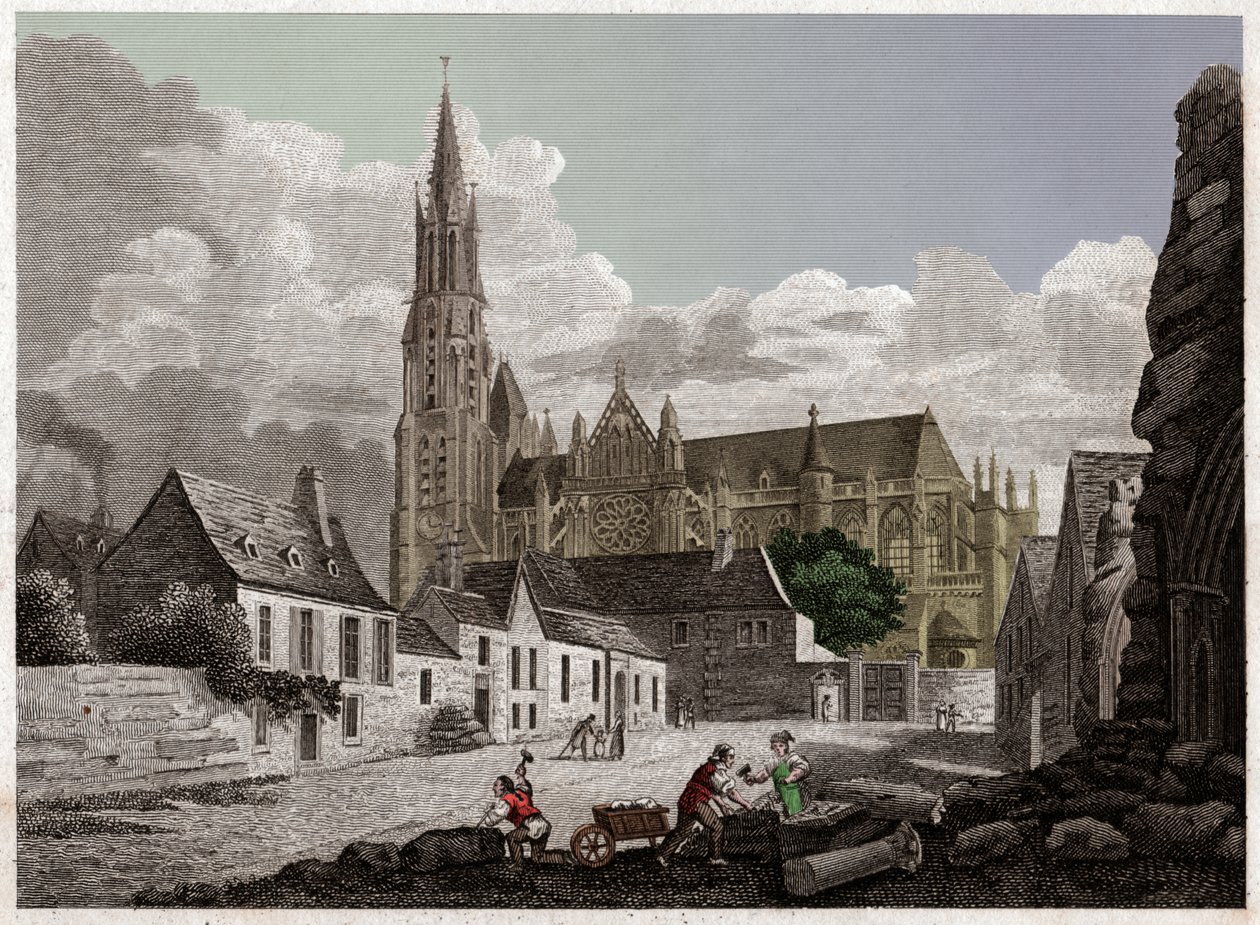 Katedrála v Senlis. (rytina, asi 1840) od French School