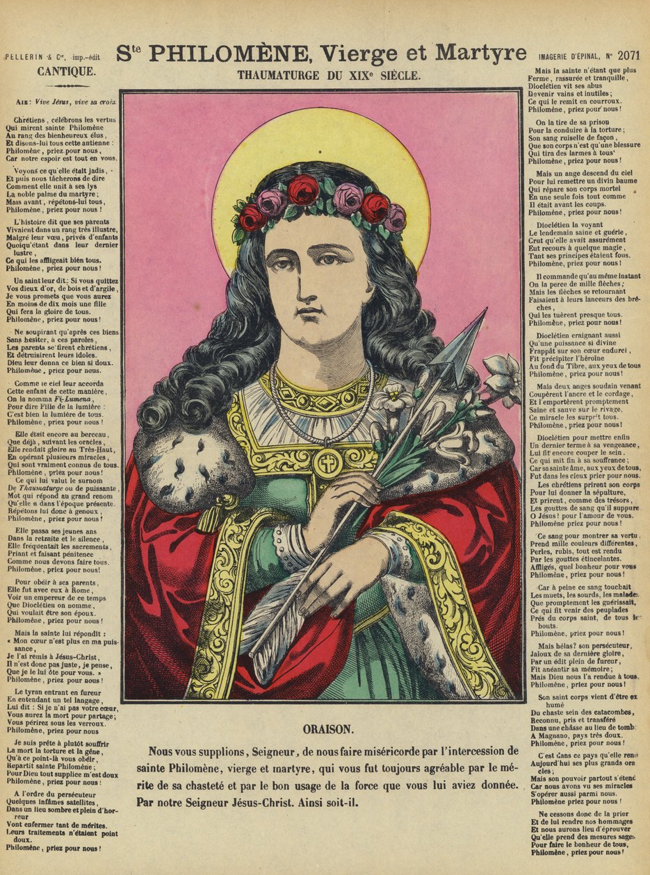 Svatá Filoména, panna a mučednice (barevná litografie) od French School
