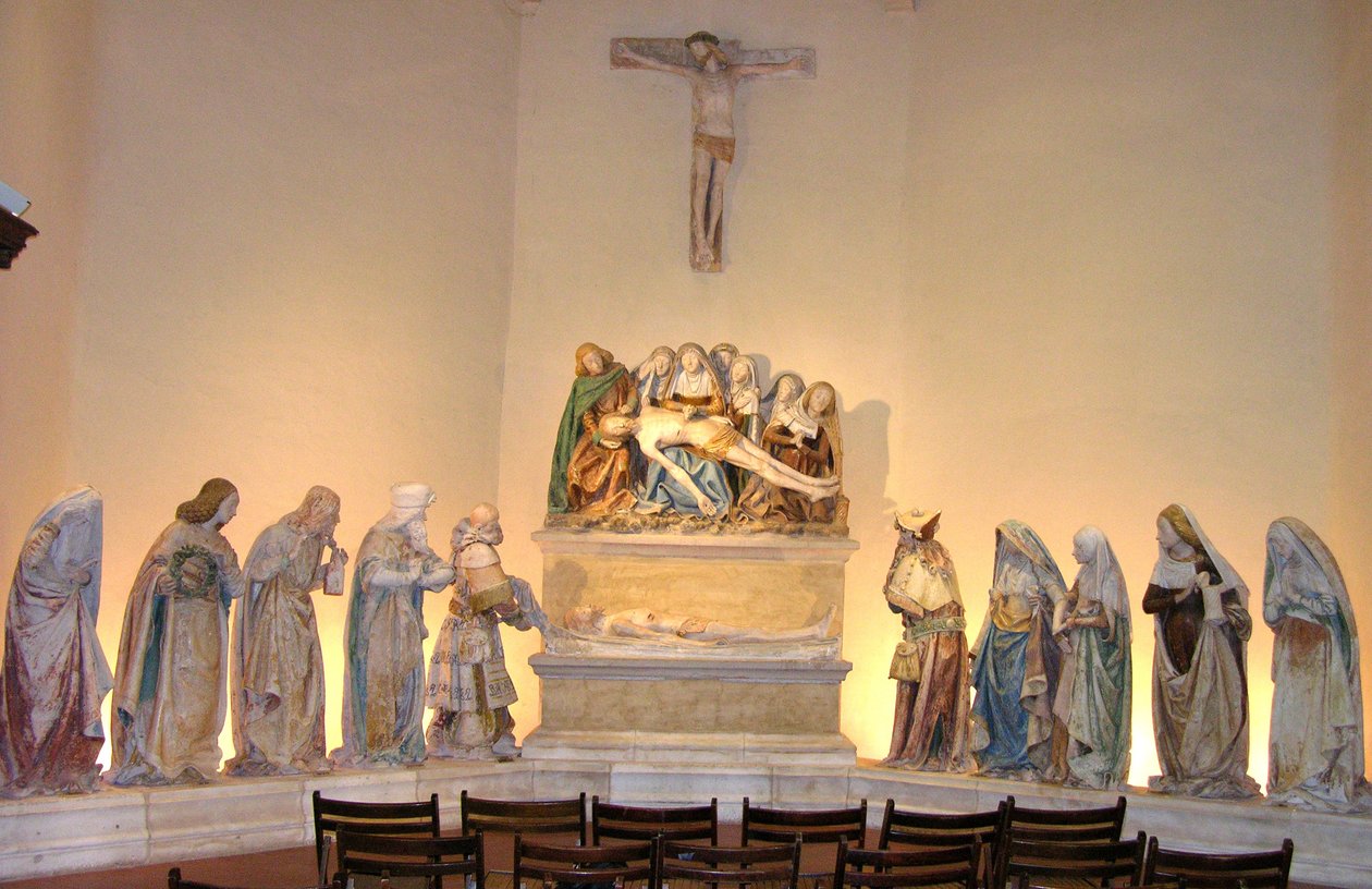 The Entombment, 1490 (malovaný kámen) od French School